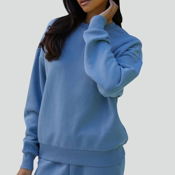 New IVL Collective French Terry Crewneck Fleece Dusty Blue Sweatshirt NWT Small - Picture 3 of 8